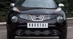 Защита переднего бампера (Ø75x42 мм, нержавейка, 4х4) Russtal Nissan Juke 1 YF15 дорестайлинг (2010-2014)