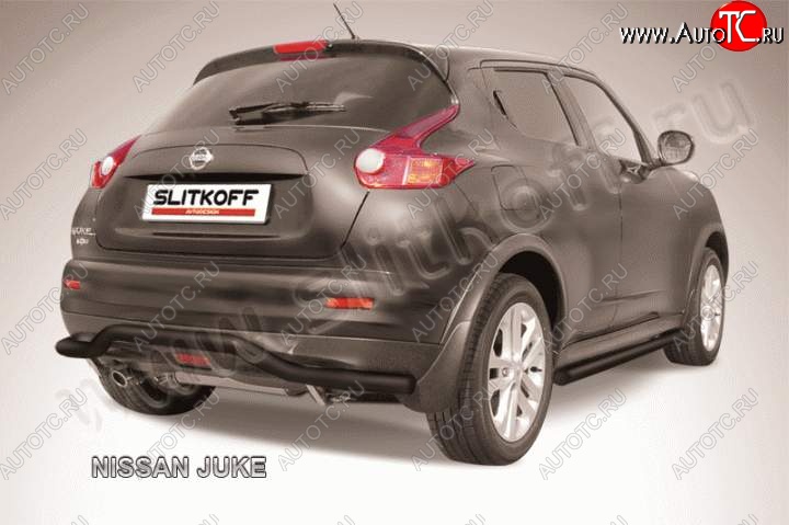 7 999 р. Защита задняя Slitkoff  Nissan Juke  1 YF15 (2010-2014) дорестайлинг (Цвет: серебристый)  с доставкой в г. Кемерово