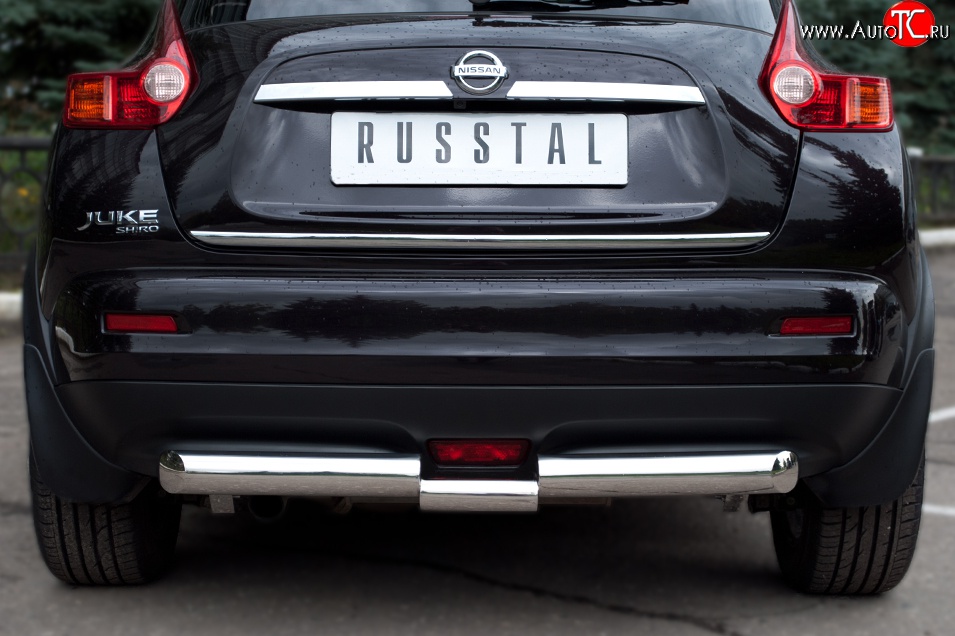 15 699 р. Защита заднего бампера (Ø76 и 42 мм, нержавейка) SLITKOFF  Nissan Juke  1 YF15 (2010-2014) дорестайлинг  с доставкой в г. Кемерово