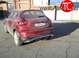 8 799 р. Защита заднего бампера d63.5 мм с изгибом Металл Дизайн  Nissan Juke  1 YF15 (2010-2014) дорестайлинг (полированная нержавейка)  с доставкой в г. Кемерово