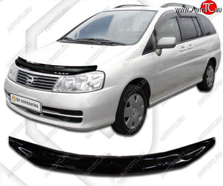 2 159 р. Дефлектор капота CA-Plastiс  Nissan Liberty (2001-2004) рестайлинг (Classic черный, Без надписи )  с доставкой в г. Кемерово