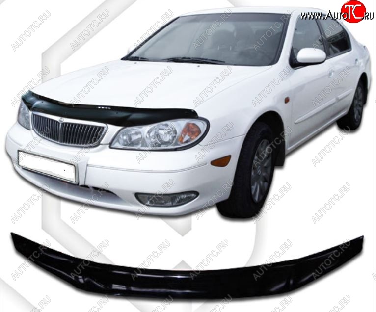2 799 р. Дефлектор капота (33) CA-Plastic Nissan Maxima A33 дорестайлинг (2000-2003) (Classic черный, Без надписи)  с доставкой в г. Кемерово