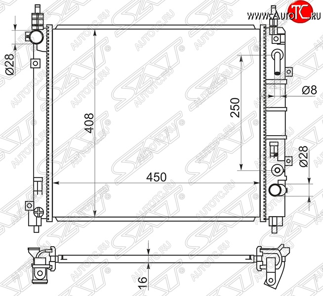 6 549 р. Радиатор двигателя (пластинчатый, МКПП/АКПП) SAT Nissan Micra K13 5 дв. дорестайлинг (2010-2013)  с доставкой в г. Кемерово