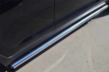 Защита порогов (Ø76 мм) SLITKOFF Nissan Murano 2 Z51 дорестайлинг (2008-2011) (Вариант 2 (пластиковые заглушки))