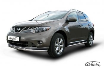13 499 р. Защита штатных порогов Arbori (нержавейка, d57 mm). Nissan Murano 2 Z51 рестайлинг (2010-2016)  с доставкой в г. Кемерово. Увеличить фотографию 2