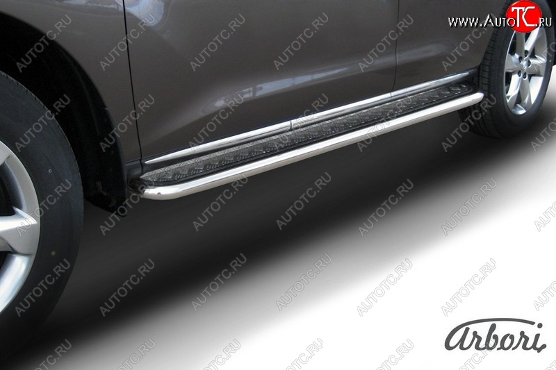 15 749 р. Защита штатных порогов с листом Arbori (нержавейка, алюминий, d57) Nissan Murano 2 Z51 рестайлинг (2010-2016)  с доставкой в г. Кемерово