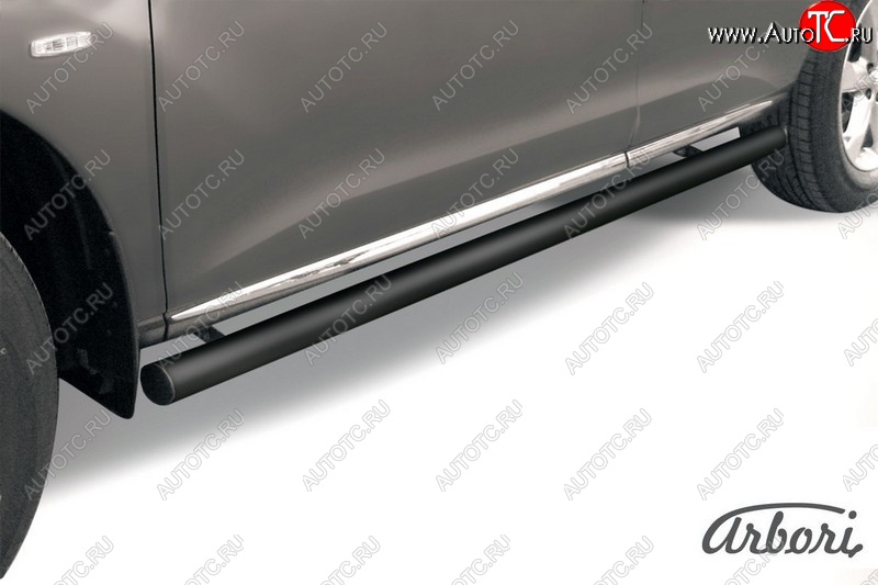 7 379 р. Защита штатных порогов Arbori (черная, d76 mm). Nissan Murano 2 Z51 рестайлинг (2010-2016)  с доставкой в г. Кемерово