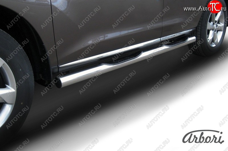 16 109 р. Защита штатных порогов Arbori (с проступью, нержавейка, d76 mm). Nissan Murano 2 Z51 рестайлинг (2010-2016)  с доставкой в г. Кемерово
