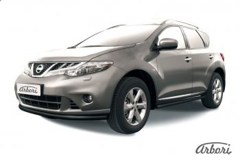 7 109 р. Защита переднего бампера Arbori (черная, 1 труба d57 mm). Nissan Murano 2 Z51 рестайлинг (2010-2016)  с доставкой в г. Кемерово. Увеличить фотографию 1