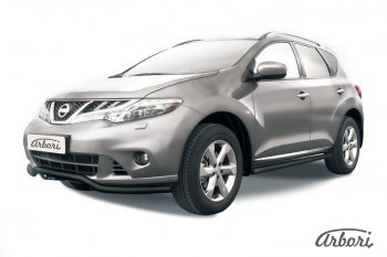 Защита переднего бампера Arbori (волна, черная, 1 труба d57 mm). Nissan Murano 2 Z51 рестайлинг (2010-2016)