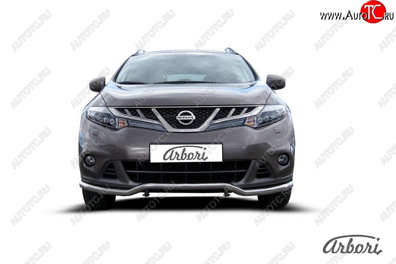 15 299 р. Защита переднего бампера Arbori (волна, нержавейка, 1 труба d57 mm). Nissan Murano 2 Z51 рестайлинг (2010-2016)  с доставкой в г. Кемерово