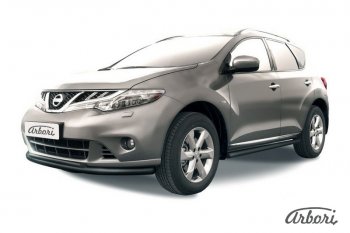 7 649 р. Защита переднего бампера Arbori (черная, 1 труба d57 mm). Nissan Murano 2 Z51 рестайлинг (2010-2016)  с доставкой в г. Кемерово. Увеличить фотографию 1