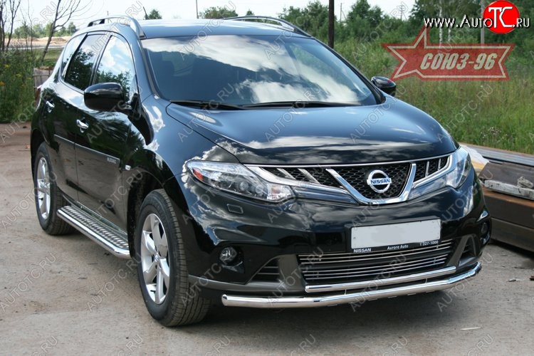 21 419 р. Защита переднего бампера двойная с профилем Souz-96 (d60/42).  Nissan Murano  2 Z51 (2010-2016) рестайлинг  с доставкой в г. Кемерово