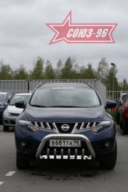 20 654 р. Защита переднего бампера Souz-96 (d76) Nissan Murano 2 Z51 дорестайлинг (2008-2011)  с доставкой в г. Кемерово. Увеличить фотографию 2