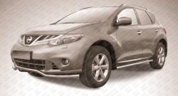 15 499 р. Фигурная защита переднего бампера Slitkoff (57 мм) Nissan Murano 2 Z51 рестайлинг (2010-2016) (Нержавейка, Полированная)  с доставкой в г. Кемерово. Увеличить фотографию 1