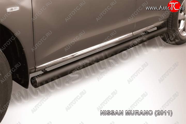 11 499 р. Защита порогов Slitkoff Nissan Murano 2 Z51 рестайлинг (2010-2016) (Цвет: серебристый)  с доставкой в г. Кемерово