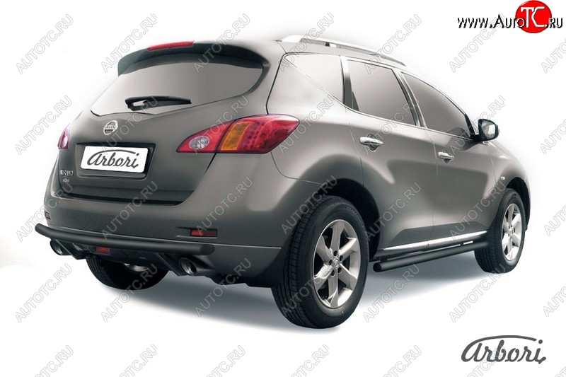 7 820 р. Защита заднего бампера Arbori (черная, 1 труба d57 mm).  Nissan Murano  2 Z51 (2010-2016) рестайлинг  с доставкой в г. Кемерово