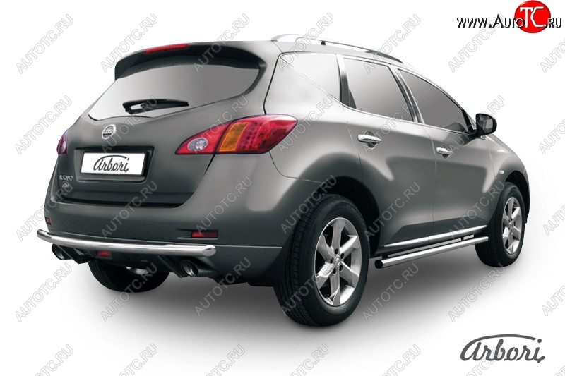 11 339 р. Защита заднего бампера Arbori (нержавейка, 1 труба d57 mm).  Nissan Murano  2 Z51 (2010-2016) рестайлинг  с доставкой в г. Кемерово