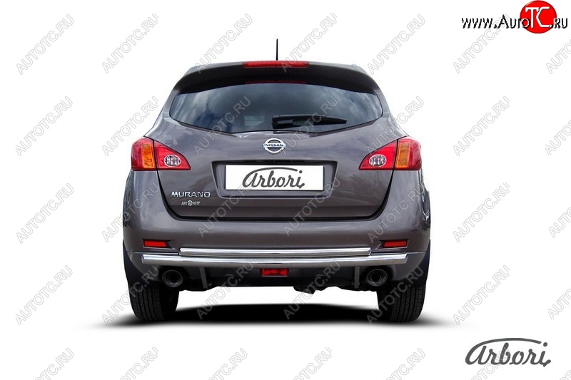 26 199 р. Защита заднего бампера Arbori (нержавейка, 2 трубы d57 и 42 mm).  Nissan Murano  2 Z51 (2010-2016) рестайлинг  с доставкой в г. Кемерово