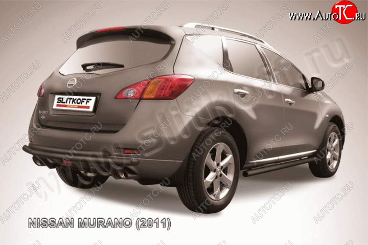7 999 р. Защита задняя Slitkoff  Nissan Murano  2 Z51 (2010-2016) рестайлинг (Цвет: серебристый)  с доставкой в г. Кемерово