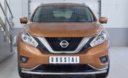 15 249 р. Защита переднего бампера (Ø42 мм, нержавейка) SLITKOFF  Nissan Murano  3 Z52 (2015-2022) дорестайлинг  с доставкой в г. Кемерово. Увеличить фотографию 1