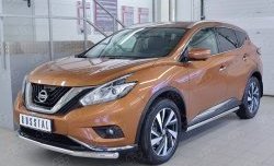 16 849 р. Защита переднего бампера (Ø63 мм, нержавейка) SLITKOFF  Nissan Murano  3 Z52 (2015-2022) дорестайлинг  с доставкой в г. Кемерово. Увеличить фотографию 2