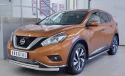 19 999 р. Защита переднего бампера (2 трубыØ63 и 42 мм, нержавейка) SLITKOFF  Nissan Murano  3 Z52 (2015-2022) дорестайлинг  с доставкой в г. Кемерово. Увеличить фотографию 2