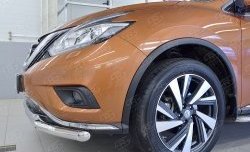 19 999 р. Защита переднего бампера (2 трубыØ63 и 42 мм, нержавейка) SLITKOFF  Nissan Murano  3 Z52 (2015-2022) дорестайлинг  с доставкой в г. Кемерово. Увеличить фотографию 3