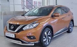 15 249 р. Защита переднего бампера (2 трубыØ63 и 75х42 мм, нержавейка) Russtal Nissan Murano 3 Z52 дорестайлинг (2015-2022)  с доставкой в г. Кемерово. Увеличить фотографию 2