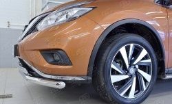 15 249 р. Защита переднего бампера (2 трубыØ63 и 75х42 мм, нержавейка) Russtal Nissan Murano 3 Z52 дорестайлинг (2015-2022)  с доставкой в г. Кемерово. Увеличить фотографию 3