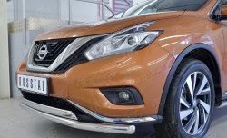 15 249 р. Защита переднего бампера (2 трубыØ63 и 75х42 мм, нержавейка) Russtal Nissan Murano 3 Z52 дорестайлинг (2015-2022)  с доставкой в г. Кемерово. Увеличить фотографию 4