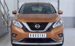 16 849 р. Защита переднего бампера (Ø63 мм, нержавейка) SLITKOFF  Nissan Murano  3 Z52 (2015-2022) дорестайлинг  с доставкой в г. Кемерово. Увеличить фотографию 1