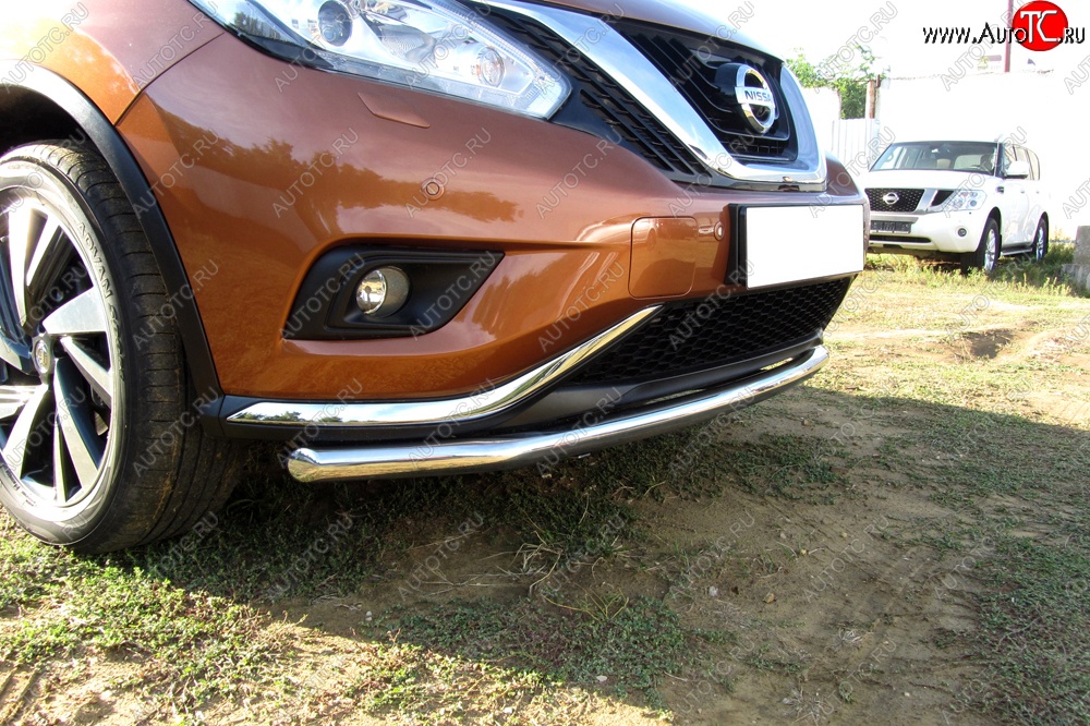 14 449 р. Одинарная защита переднего бампера диаметром 57 мм Slitkoff  Nissan Murano  3 Z52 (2015-2022) дорестайлинг (Нержавейка, Полированная)  с доставкой в г. Кемерово