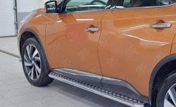 24 649 р. Порожки для ног (Ø42) SLITKOFF Nissan Murano 3 Z52 дорестайлинг (2015-2022) (лист - алюминий, профиль - нержавейка)  с доставкой в г. Кемерово. Увеличить фотографию 1