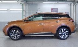 19 999 р. Защита порогов из круглой трубы диаметром 63 мм SLITKOFF Nissan Murano 3 Z52 дорестайлинг (2015-2022)  с доставкой в г. Кемерово. Увеличить фотографию 2