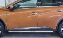19 999 р. Защита порогов из круглой трубы диаметром 63 мм SLITKOFF Nissan Murano 3 Z52 дорестайлинг (2015-2022)  с доставкой в г. Кемерово. Увеличить фотографию 4