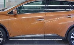 16 649 р. Защита порогов из овальной трубы диаметром 75x42 мм с проступью Russtal Nissan Murano 3 Z52 дорестайлинг (2015-2022)  с доставкой в г. Кемерово. Увеличить фотографию 3