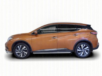 22 999 р. Широкая защита порогов с трубой диаметром 42 мм SLITKOFF v2 Nissan Murano 3 Z52 дорестайлинг (2015-2022)  с доставкой в г. Кемерово. Увеличить фотографию 2