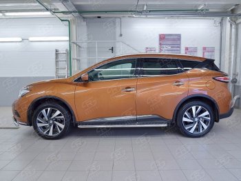 22 999 р. Широкая защита порогов с трубой диаметром 42 мм SLITKOFF v2 Nissan Murano 3 Z52 дорестайлинг (2015-2022)  с доставкой в г. Кемерово. Увеличить фотографию 3