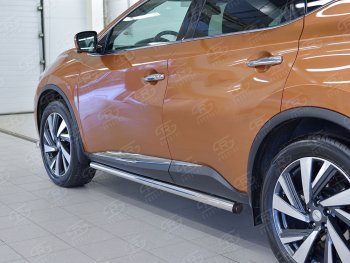 18 799 р. Защита порогов из круглой трубы диаметром 63 мм SLITKOFF v2 Nissan Murano 3 Z52 дорестайлинг (2015-2022)  с доставкой в г. Кемерово. Увеличить фотографию 3