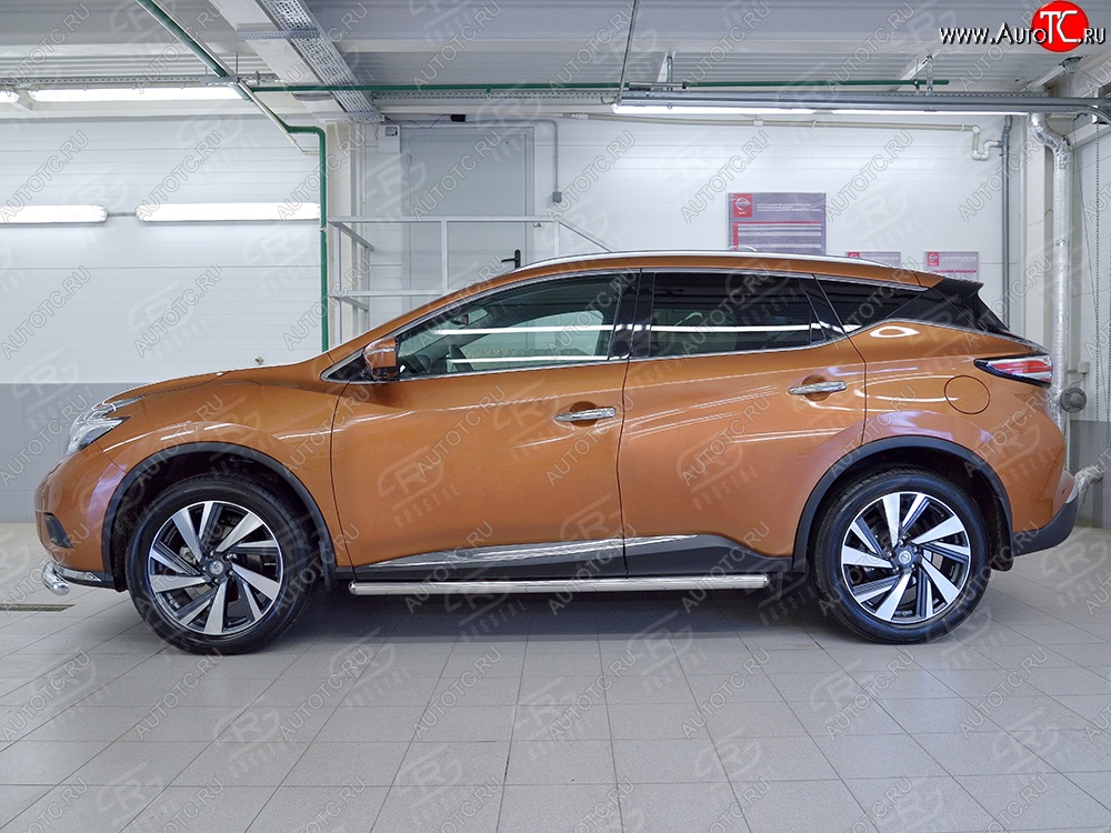 19 999 р. Защита порогов из круглой трубы диаметром 63 мм SLITKOFF v3 Nissan Murano 3 Z52 дорестайлинг (2015-2022)  с доставкой в г. Кемерово