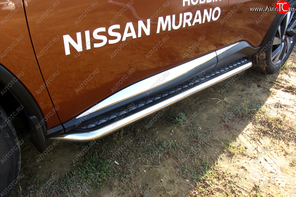 17 999 р. Широкая защита порогов с трубой диаметром d57 Slitkoff Nissan Murano 3 Z52 дорестайлинг (2015-2022)  с доставкой в г. Кемерово