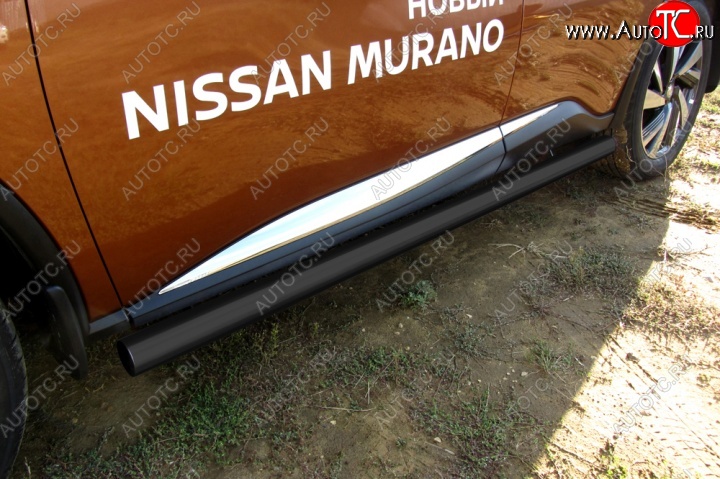 11 949 р. Защита порогов Slitkoff Nissan Murano 3 Z52 дорестайлинг (2015-2022) (Цвет: серебристый)  с доставкой в г. Кемерово