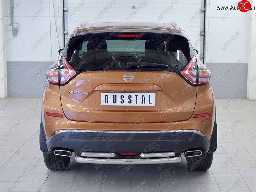 16 699 р. Защита заднего бампера (2 трубы Ø63 и 42 мм, нержавейка) SLITKOFF  Nissan Murano  3 Z52 (2015-2022) дорестайлинг  с доставкой в г. Кемерово