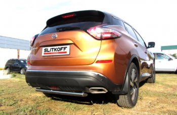 Защита заднего бампера Slitkoff (Ø 57, короткая) Nissan Murano  3 Z52 (2015-2022) дорестайлинг (Нержавеющая сталь)