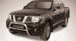 Усиленная низкая защита переднего бампера из трубы диаметром 76 мм Slitkoff Nissan Navara  2 D40 (2004-2010) дорестайлинг