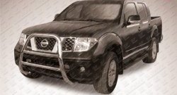 Усиленная высокая защита переднего бампера из трубы диаметром 76 мм Slitkoff Nissan Navara  2 D40 (2004-2010) дорестайлинг
