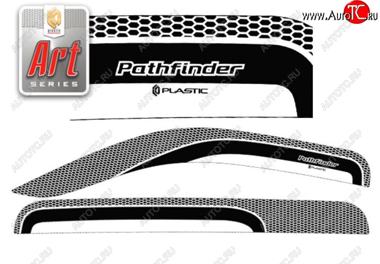 2 479 р. Дефлектора окон CA-Plastic  Nissan Pathfinder  R51 (2004-2007) дорестайлинг (Серия Art серебро, Без хром.молдинга)  с доставкой в г. Кемерово