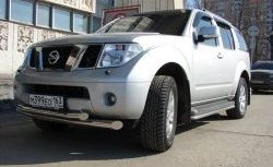 Двойная защита переднего бампера d76 и 63 мм Металл Дизайн Nissan Pathfinder R51 дорестайлинг (2004-2007) (полированная нержавейка)
