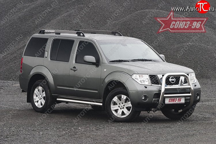 19 169 р. Защита переднего бампера Souz-96 (d76) Nissan Pathfinder R51 дорестайлинг (2004-2007)  с доставкой в г. Кемерово